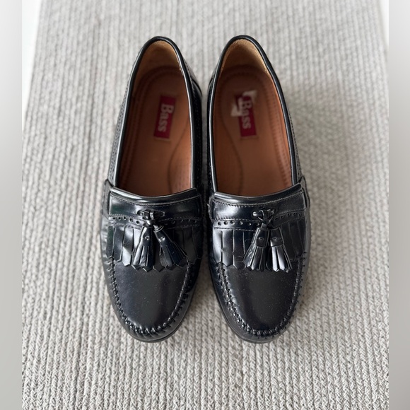 BASS Grammer Black Leather Tassel Fringe Loafers Size Men’s 7.5 - Picture 10 of 11